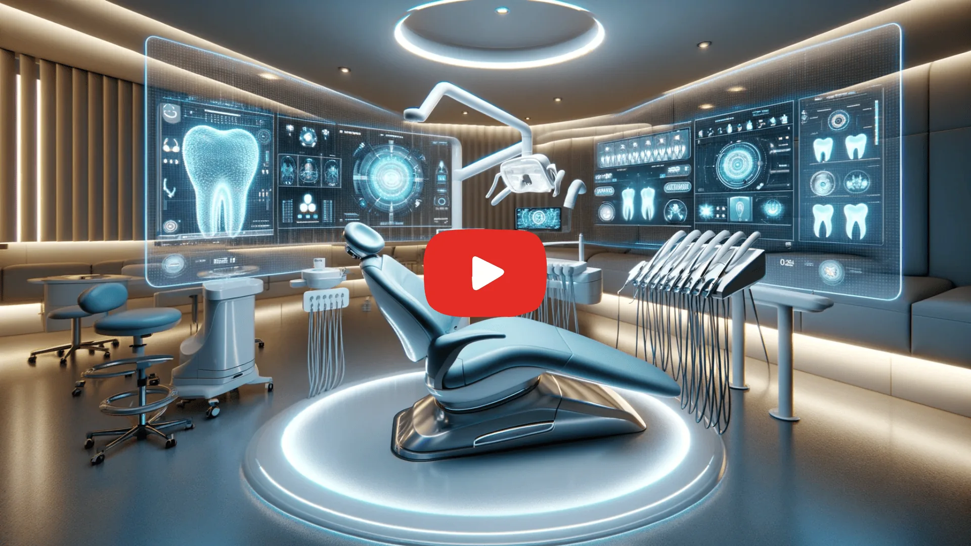 Riunito odontoiatrico in uno studio dai toni futuristici